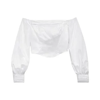 GUESS Kristin Off-The-Shoulder Corset Top Shirt Women's White