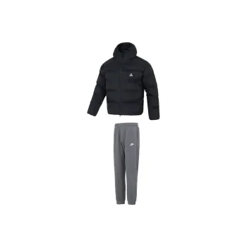 Nike Casual Sportswear Men Clothing Sets Black Top+Gray Bottom