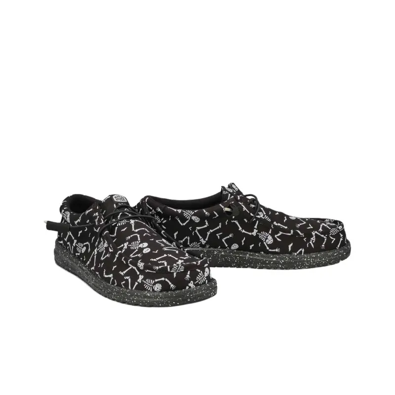 Heydude Wally Skeletons Abrasion Resistant Low Top Canvas Shoes Men's Black-2