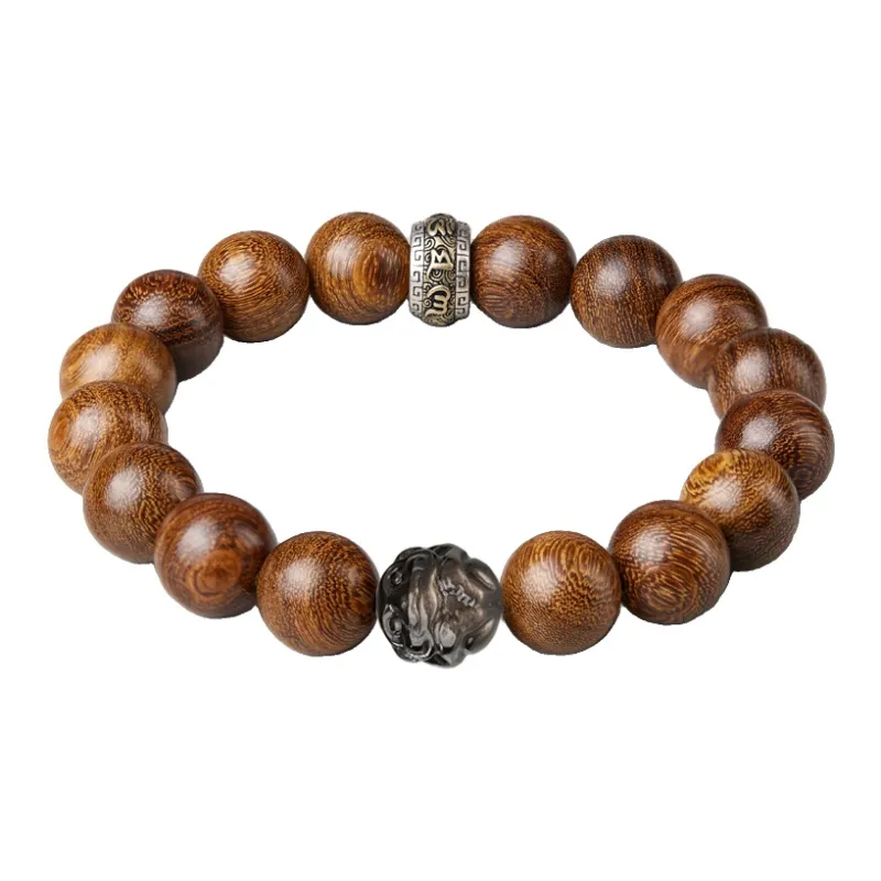 SGE Golden Sandalwood Beaded Bracelet Wooden Product Buddhist Bead Unisex-11