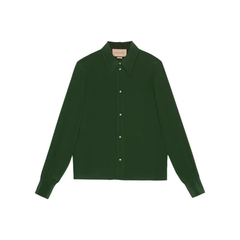 GUCCI Logo Embroidered Buttoned Shirt-0