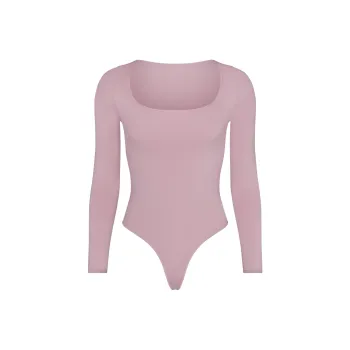 SKIMS FW24 ESSENTIAL LONG SLEEVE SCOOP NECK BODYSUIT Jumpsuit Women's DUSK/Nightfall Color