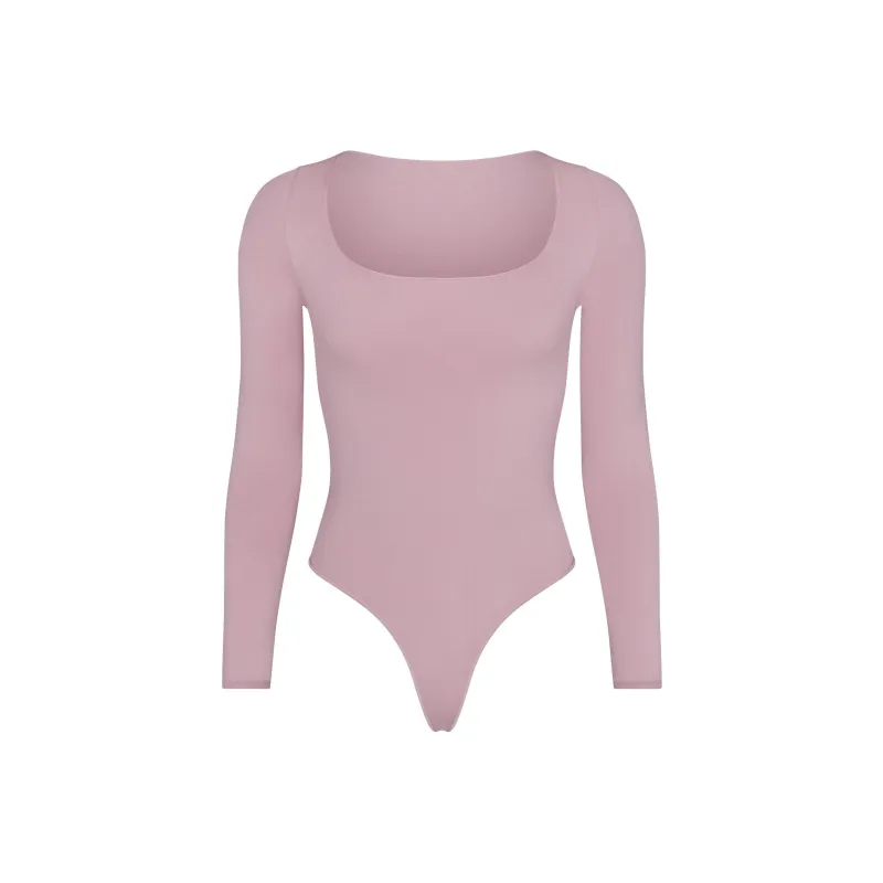 SKIMS FW24 ESSENTIAL LONG SLEEVE SCOOP NECK BODYSUIT Jumpsuit Women's DUSK/Nightfall Color-0