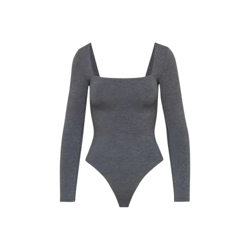 ARITZIA Contour Squareneck Longsleeve Bodysuit Bodysuits Women's Heather Charcoal/Stone Phoebe Zhennan Charcoal