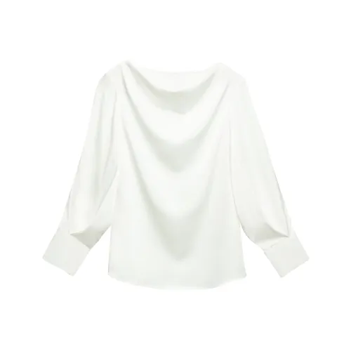 XINGHEHANGE New Chinese Style Niche Design Premium Long Sleeved Top With Rounded Collar Women's White