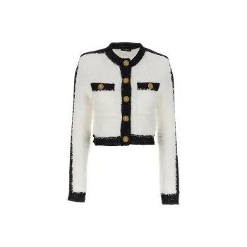 BALMAIN Buttoned Cropped Tweed Jacket
