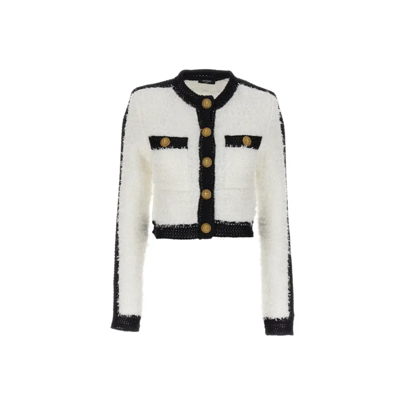 BALMAIN Buttoned Cropped Tweed Jacket-0