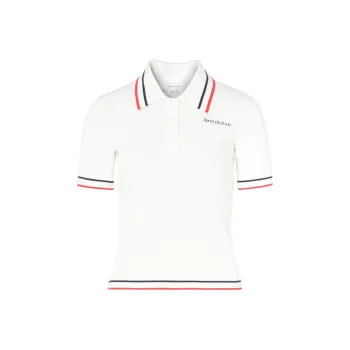 SPORTY & RICH Logo Detailed Short Sleeved Polo Top