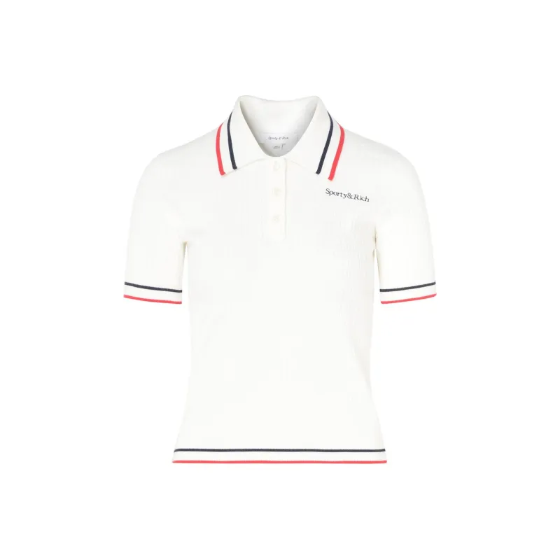 SPORTY & RICH Logo Detailed Short Sleeved Polo Top-0