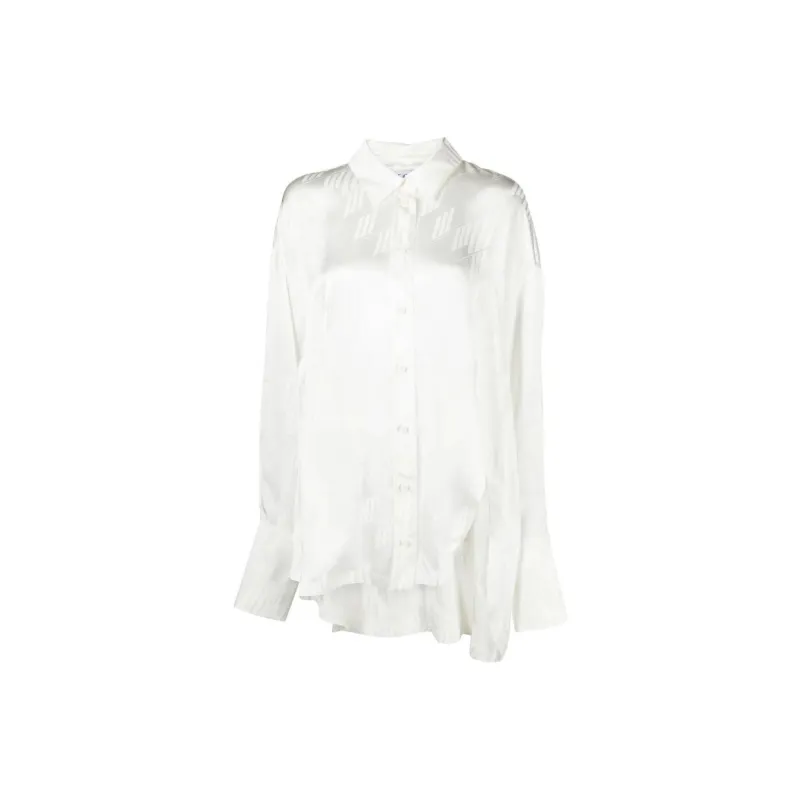 The Attico Diana Jacquard Asymmetric Hem Shirt-0