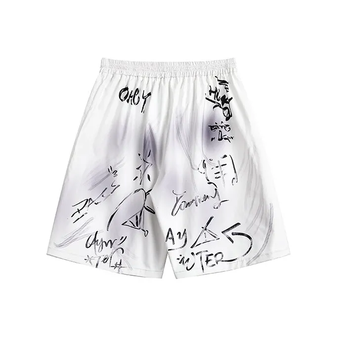TELENT Casual Shorts Unisex Graffiti White-1