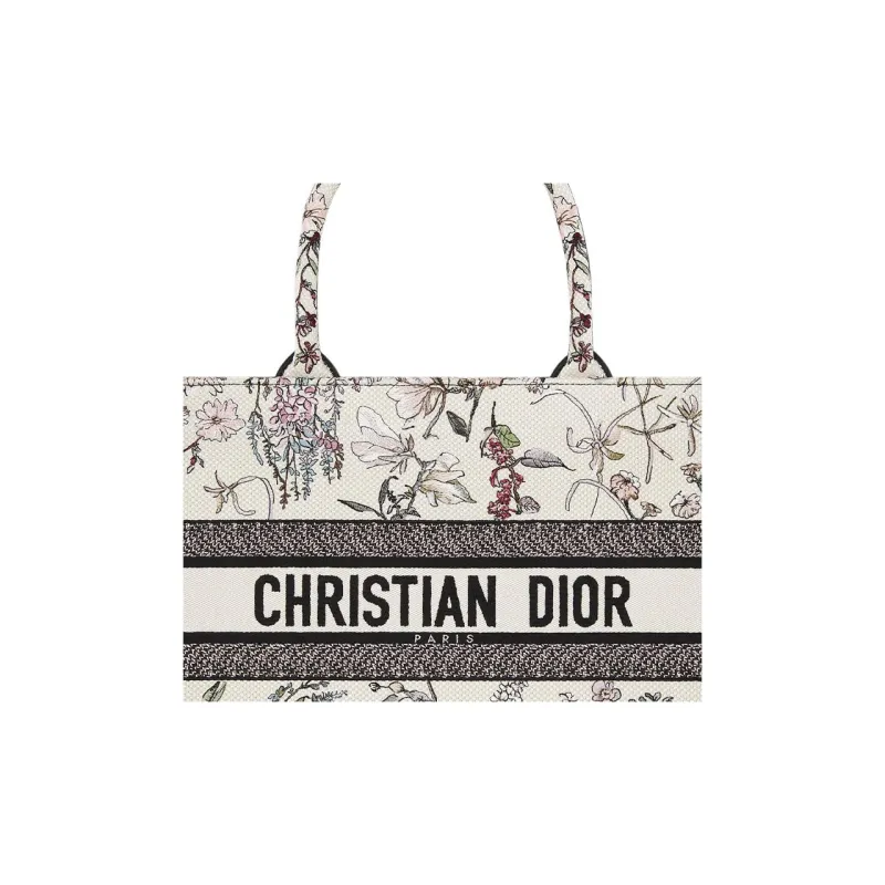 DIOR BookTote Cotton Tote Bag, Shopping Bag, Handbag Medium Size Women's Beige-4