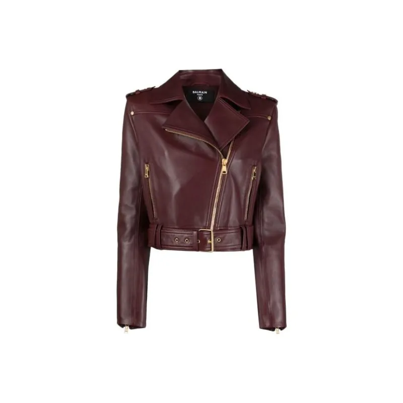 BALMAIN Leather Biker Jacket-0