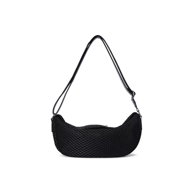 Dubaolu Fabric Dumpling Bag, Crossbody Bag, Shoulder Bag Medium Size Women's Black/Ecru-1