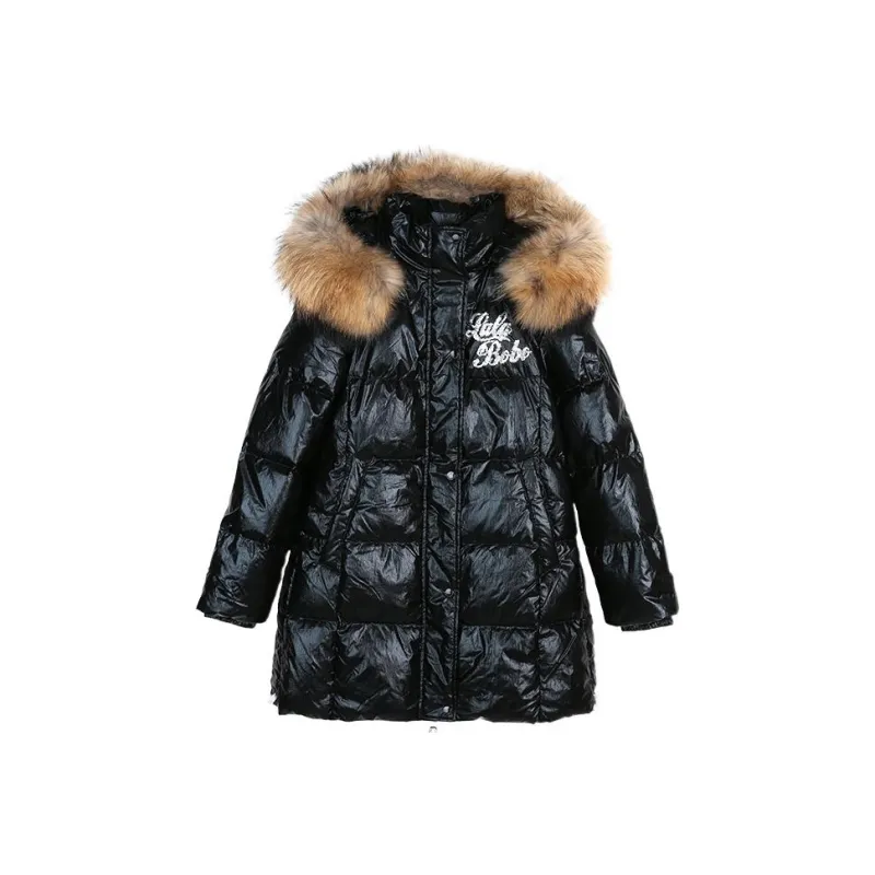 LALABOBO Hooded Loose Fit Thickened Mid Length Down Jacket Women's-0