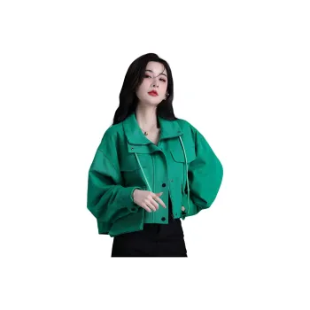You Cow Me Pants Denim Jacket Women's Green