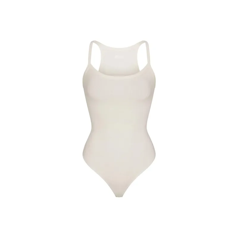 SKIMS FW24 Cotton Collection COTTON RIB CAMI BODYSUIT Bodysuits Women's MARBLE/Marble Color-0