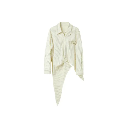 3COLOUR Shirt Women's Yellow Cream Stripes