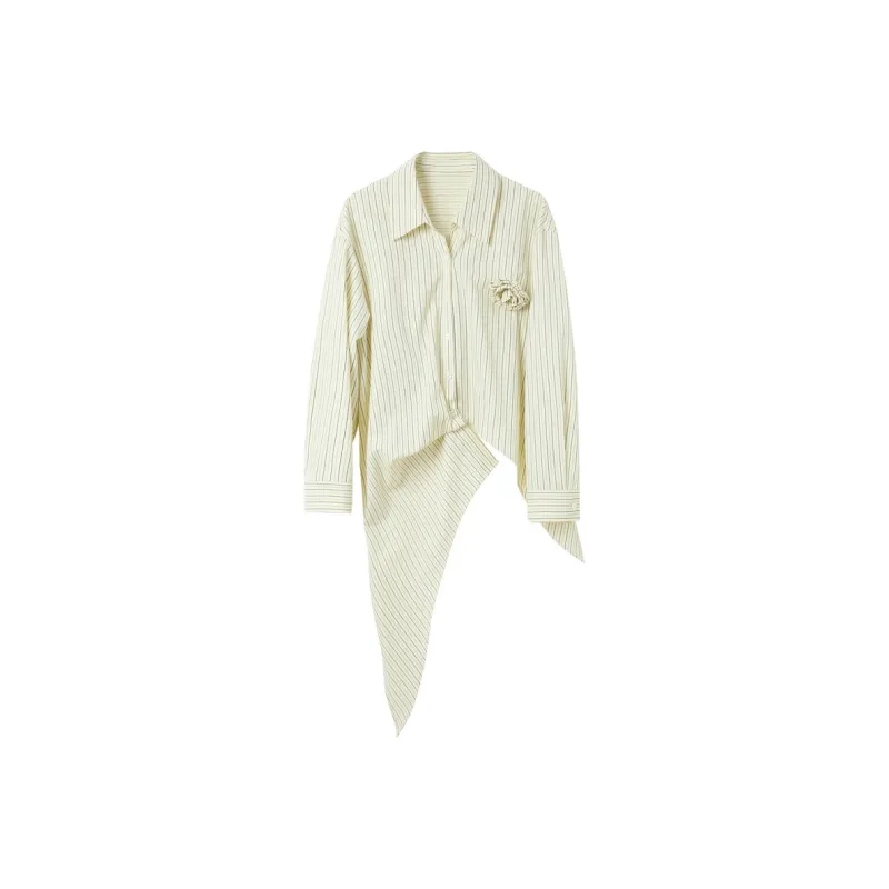 3COLOUR Shirt Women's Yellow Cream Stripes-0