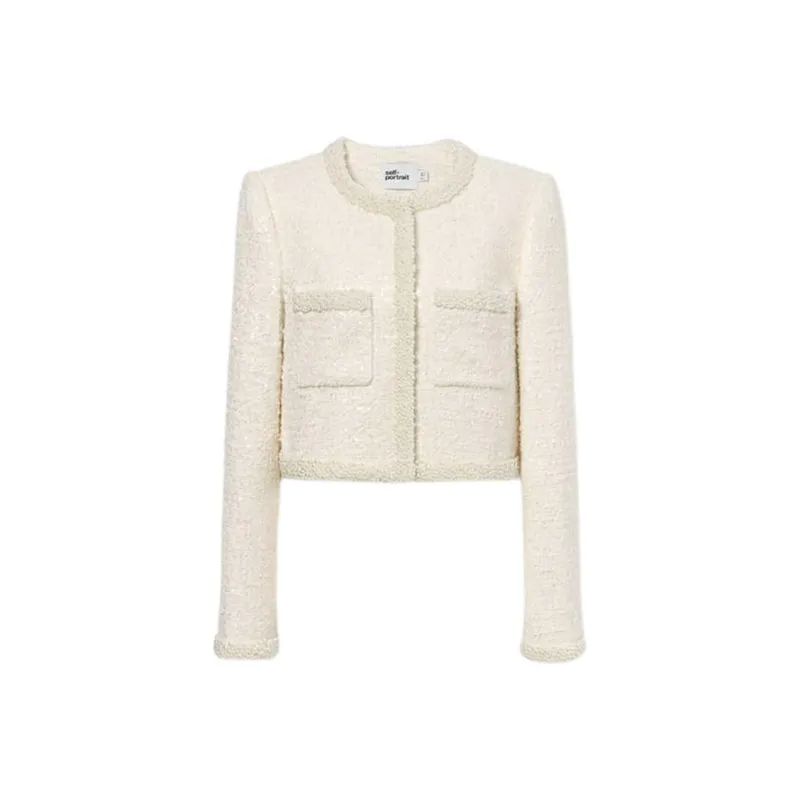 Self-portrait Boucle Embellished Trim Jacket-0