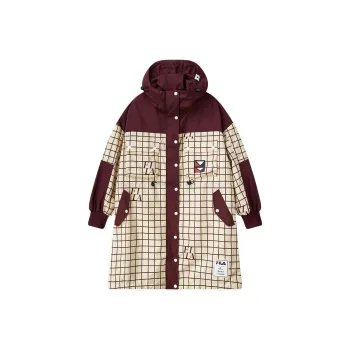 FILA x Maison MIHARA YASUHIRO Jackets Coats Women's Light Sand Camel & Dark Maroon Plaid