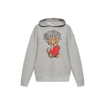 GANNI Bear Printed Drawstring Hoodie
