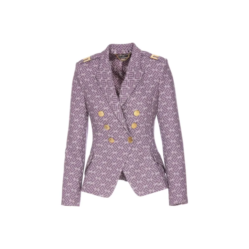 Elisabetta Franchi Monogram Patterned Double-Breasted Blazer-0