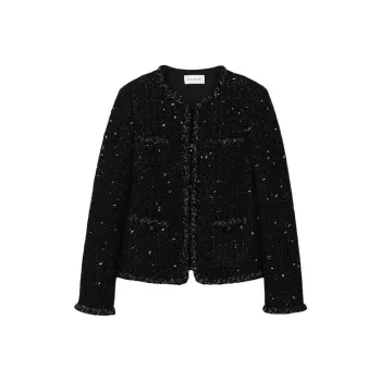 Roselingling Jackets & Coats Women's Shimmering Silver Scale Black