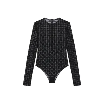 Givenchy Monogrammed Sheer Long Sleeve Top