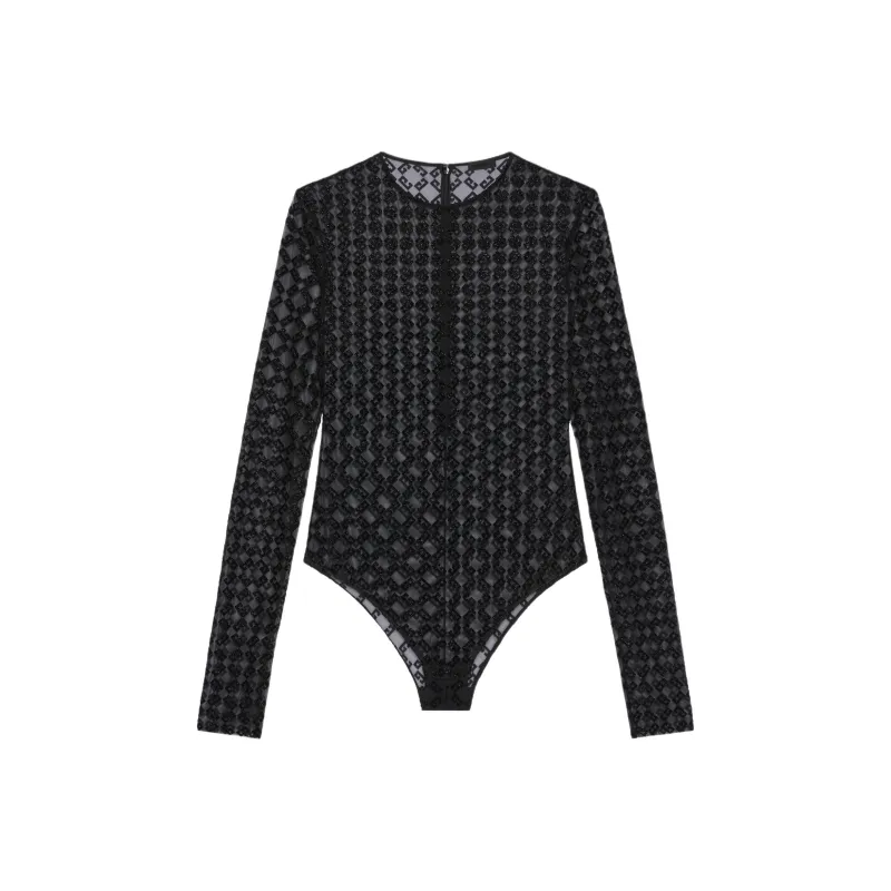 Givenchy Monogrammed Sheer Long Sleeve Top-0