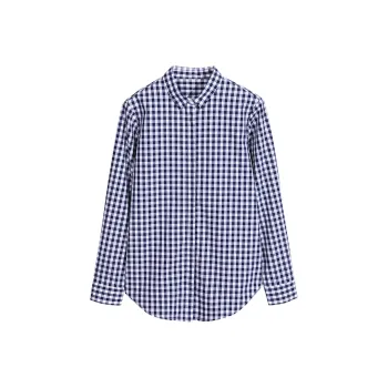 Lucybaily Shirt Women's Blue White Plaid