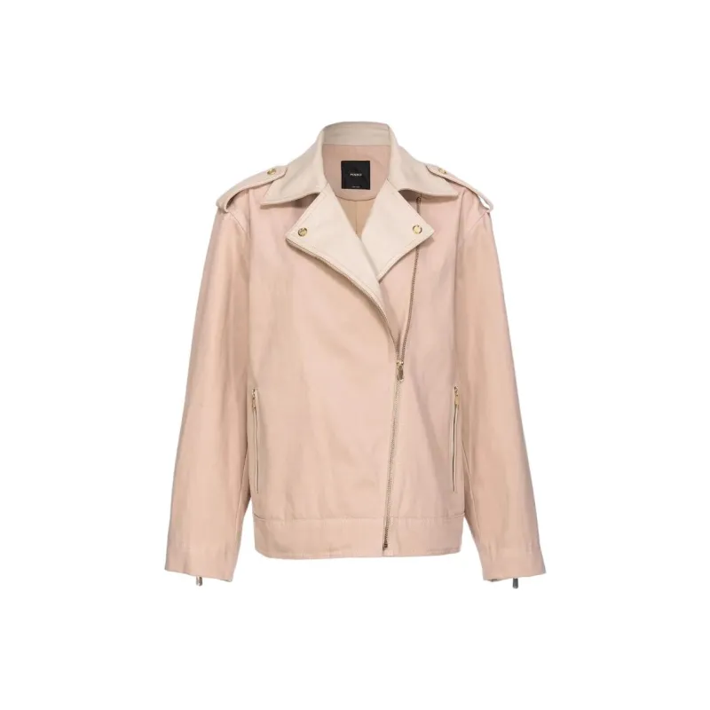 PINKO Leather trim Cotton Biker Jacket-0