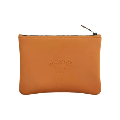 hermes travel NeobainMAILLON MARIN Polyamide Storage Bag Clutch Small Size Women's Caramel