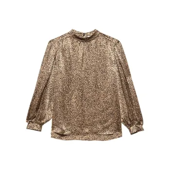 FRAME Abstract Animal-print Silk Blouse