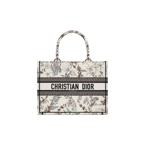 DIOR BookTote Cotton Tote Bag, Shopping Bag, Handbag Medium Size Women's Beige