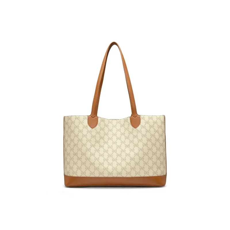 PIERRE CARDIN PVC Tote Bag, Shoulder Bag Women's Dark Khaki/Apricot-11