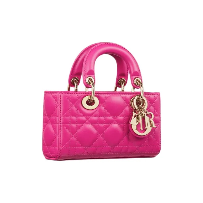 DIOR Lady D Joy Lambskin One Shoulder Handbag Micro Women's Fuchsia-1