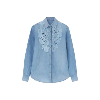 ERMANNO SCERVINO Floral appliqué Denim Shirt