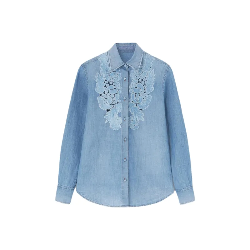 ERMANNO SCERVINO Floral appliqué Denim Shirt-0