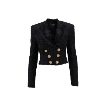 BALMAIN Double breasted Cropped Tweed Jacket