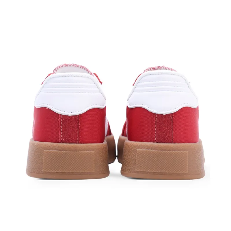 GLO BULL Abrasion Resistant Breathable Height Increasing Low Top Skateboard Shoes Women's Red White-4