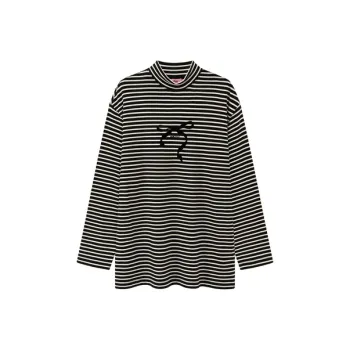 CHUU T Shirts Women's Black White Stripes