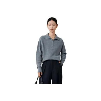 MIHUANG Cashmere Sweater Women's Light Heather Gray