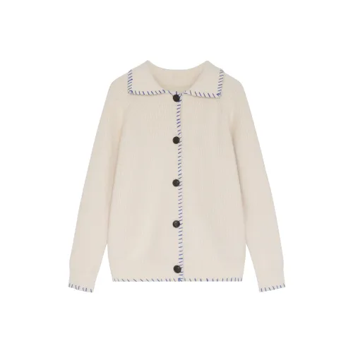 REAL EASY Sheep Wool Knitted Fabric Cardigan Loose Fit With Design Elements Women's