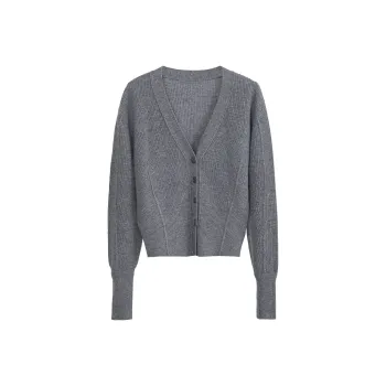 Fstudio Knitted Fabric Cardigan Sweater Women's Gray