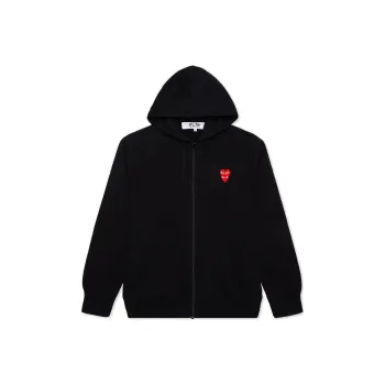 Comme Des Garcons Play Women's Red Stacked Heart Zip Up Hoodie Black
