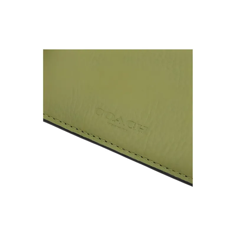 COACH Card Case Pebbled Leather Coin Purse Card Holder Wallet Women's Grass Green-4