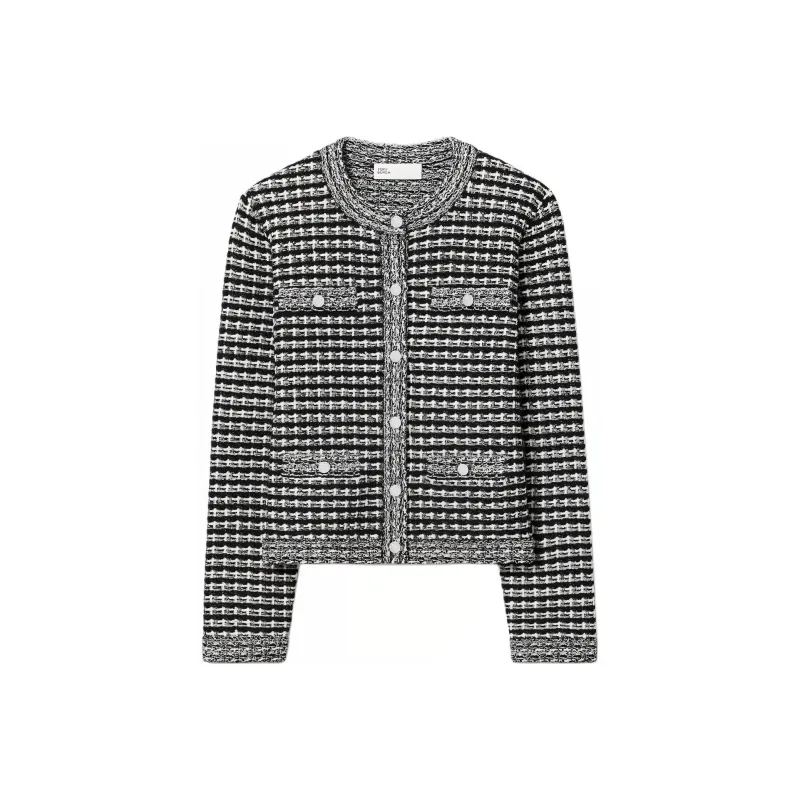 TORY BURCH Crewneck Buttoned Tweed Jacket-0
