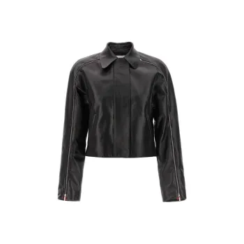 Ferragamo Zip detail Leather Cropped Jacket