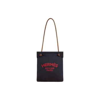 HERMES Aline Herringbone Canvas Shoulder Bag Women's Indigo & Gold